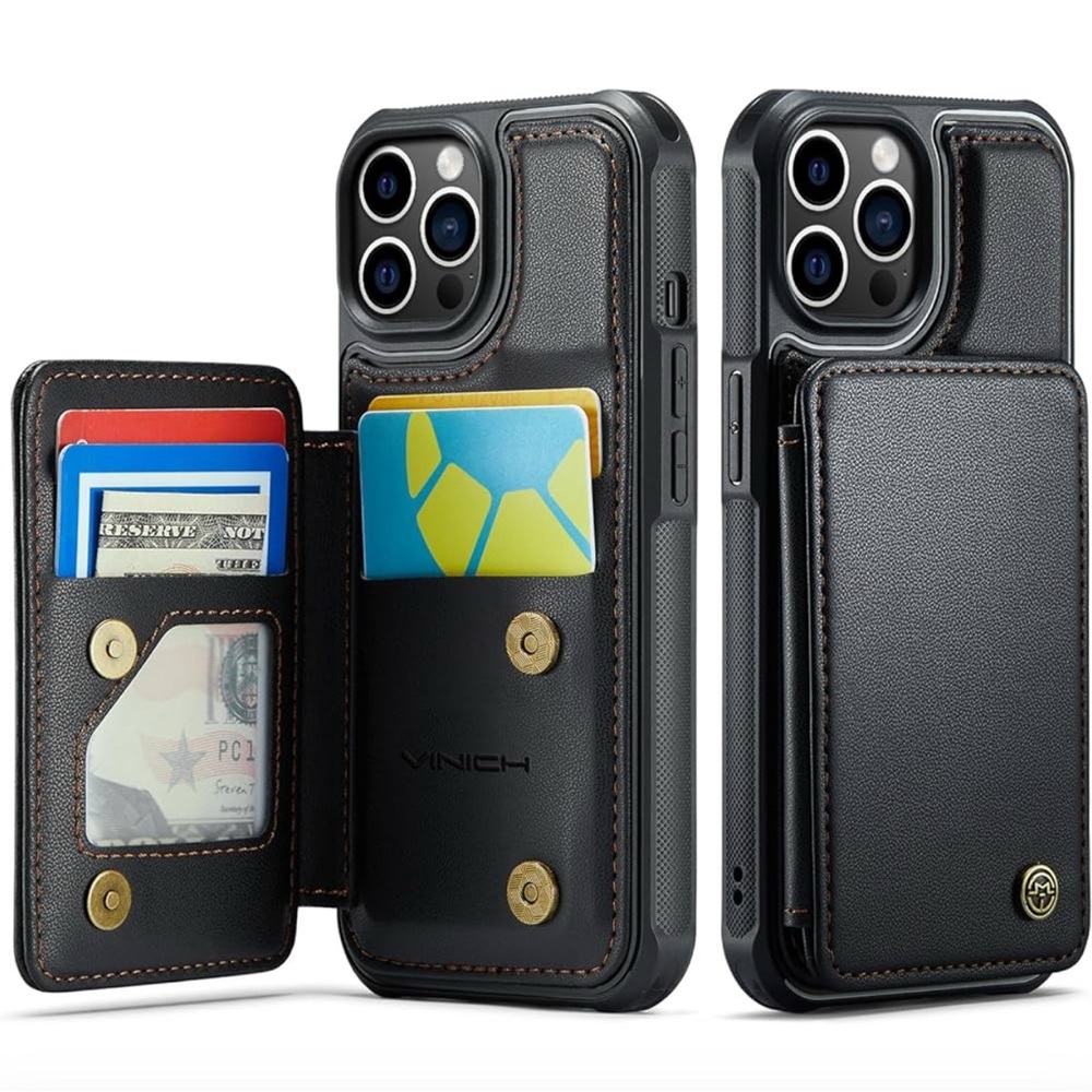 iPhone 12 Pro Max Black Wallet Case With Card Holder